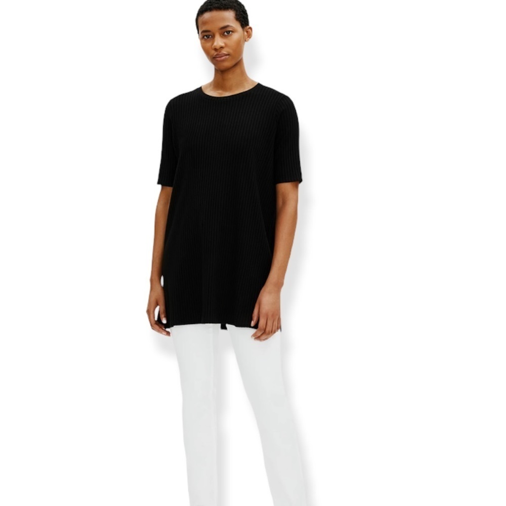 Eileen Fisher Textured Stretch Rib Round Neck Tunic